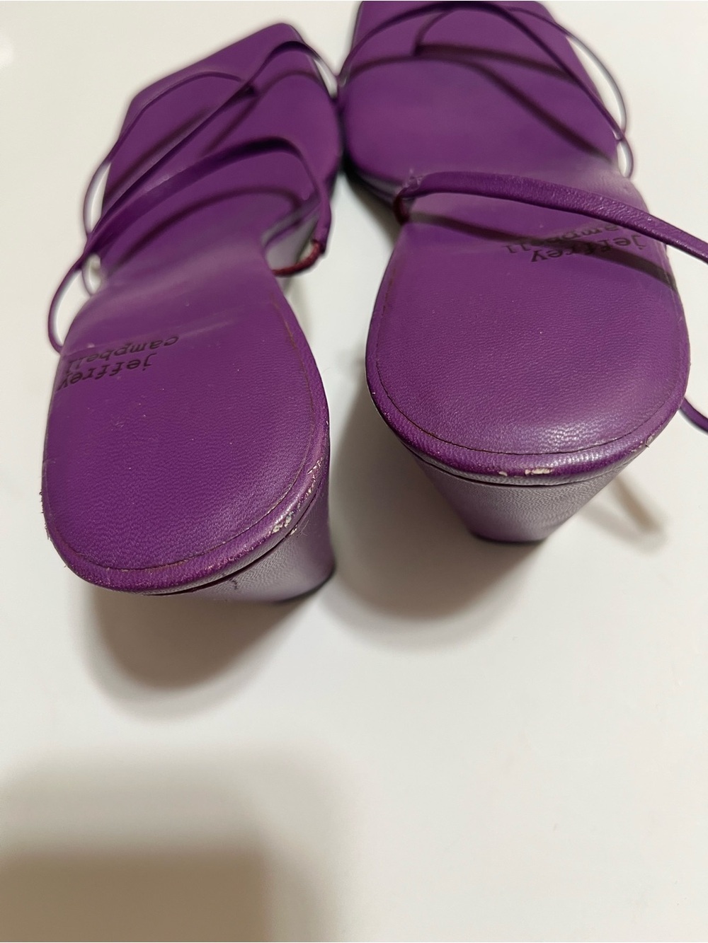 Jeffrey Campbell Purple Strappy Square-Toe Heeled wedge Sandals - Picture 4 of 6